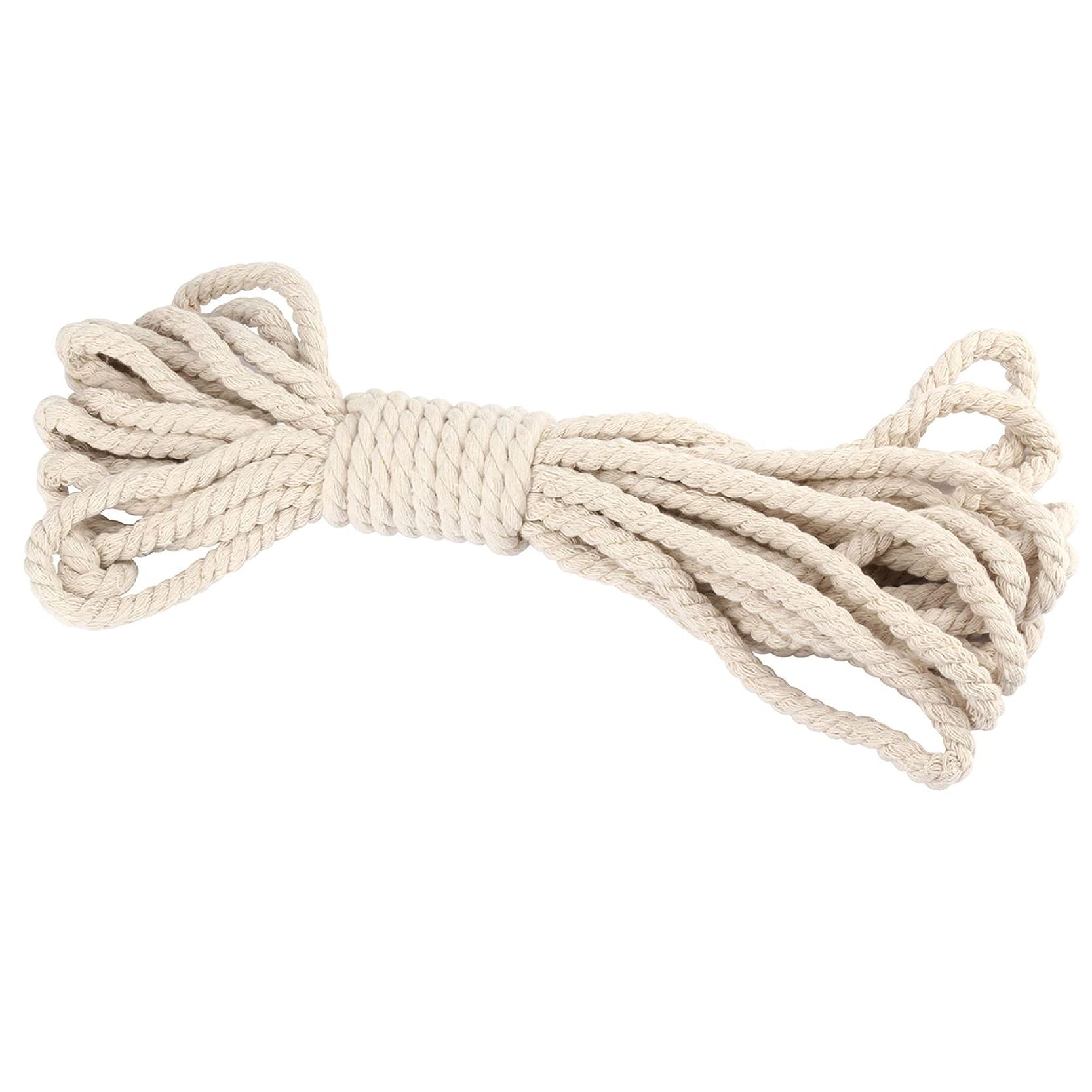 ZNKZJ Cuerda de algodón con cordón de macramé 328 pies,Cuerda de macramé, cordón de algodón Natural Suave Trenzado de 3 Hilos ，Cadena de macramé para Crafts, Colgantes de Pared,Beige-8mm