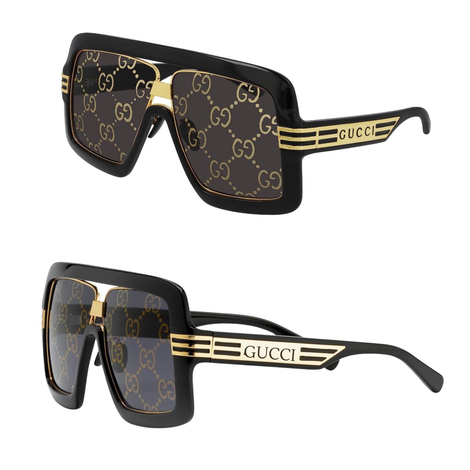 Gucci GG0900S Geometric Shape Sunglasses wih eSHADES Luxury Eyewear Kit Bundle