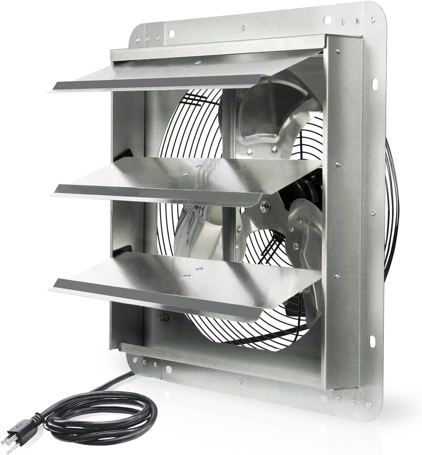 JVO 14" Shutter Exhaust Fan - 1520 CFM, Wall-Mounted for Greenhouses, Attics, Garages & Chicken Coops. Ideal Attic Fan, Greenhouse Vent & Coop Exhaust for Powerful Ventilation & Cooling