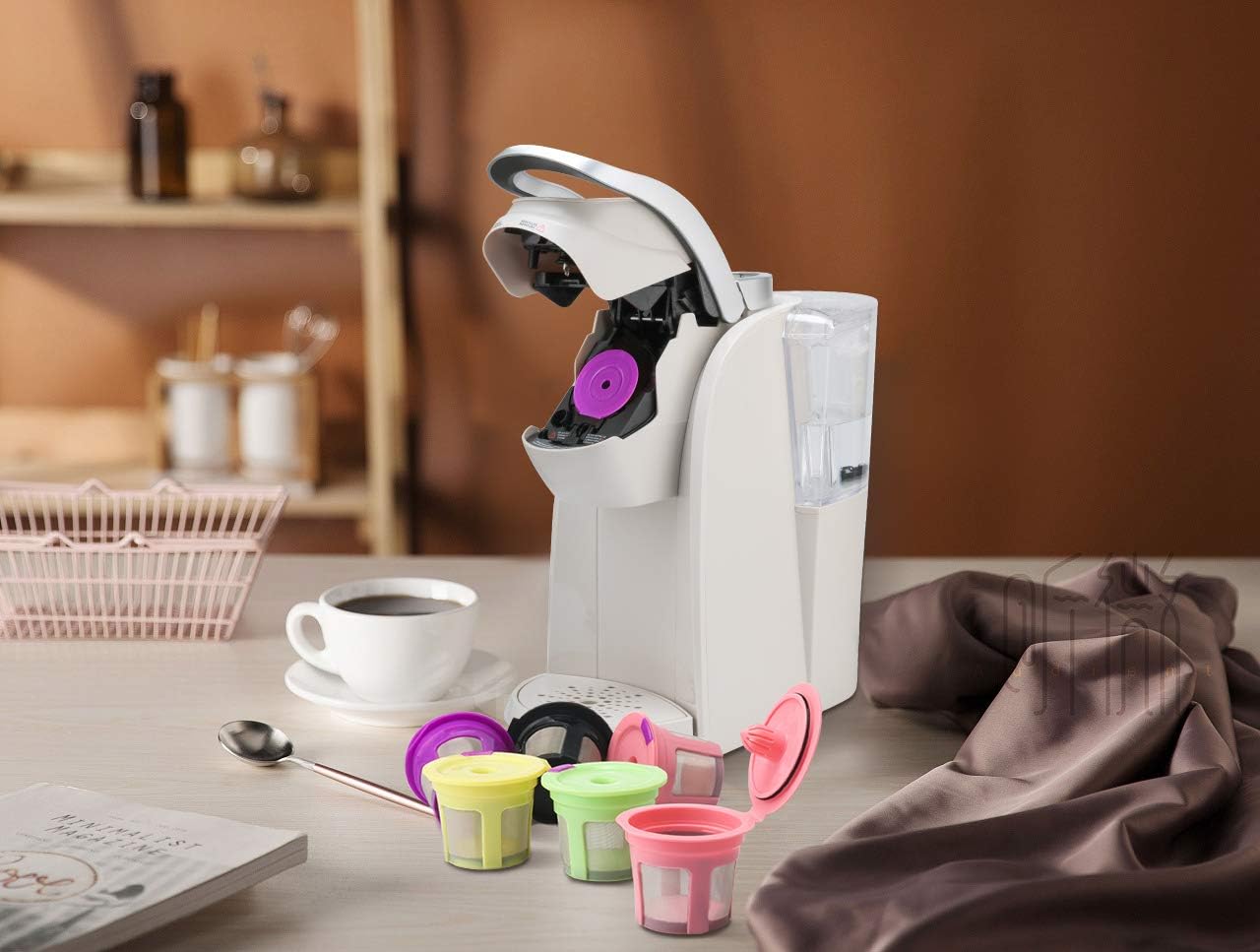i Cafilas Week Reusable Cup Accessories for Keurig Filter K mini Plus,K-Cafe,K-cafe K83,K-Latte,K45 Elite,K-Classic,K-Compact,Reusable K Pods 2.0 and 1.0 Brewer ,Support Dishwasher Pods (Colorfull/9)