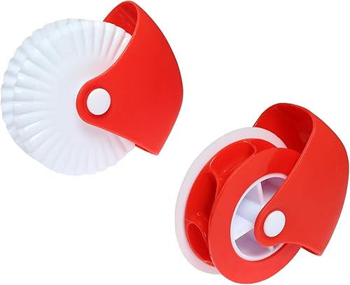 1 juego de 2 ruedas de corte de pastelería, rueda de pastelería de corteza de pastelería, decoración y cortador para cortar pasteles, crimpadora de