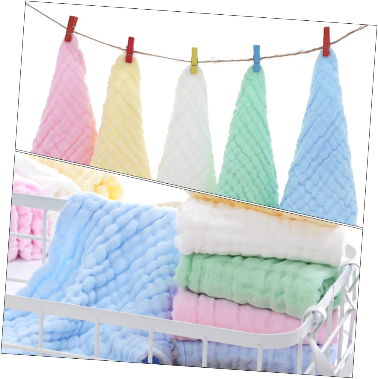 Hemoton 5pcs Boy Girl Cotton Face Towels Multi-Layer Soft Absorbent Burp Towels for Teething Machine Washable Newborn Supplies
