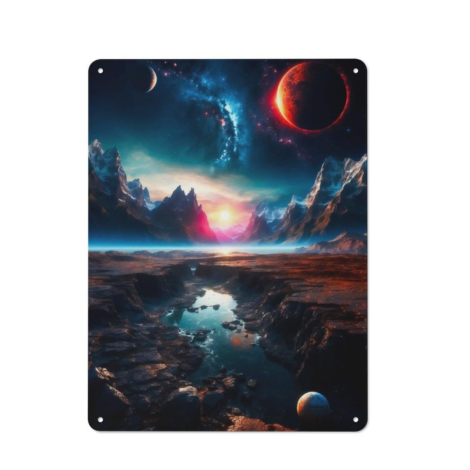 Junmoney Strange Planets Vintage Tin Wall Plaque 40X30cm For Workshop Wall, A Decorative Christmas Gift For Makers And Diy Enthusiasts