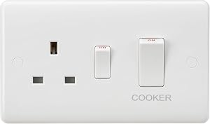 Knightsbridge CU8333N Curved Edge 45 A DP 13 A Switched Socket with Neon’s, White