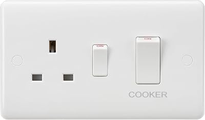 Knightsbridge CU8333N Curved Edge 45 A DP 13 A Switched Socket with Neon’s, White