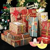 SmoTecQ Christmas Gift Wrapping Paper, Made from Recycled Kraft Paper, 10 Pack 70X50CM Folded Sheets