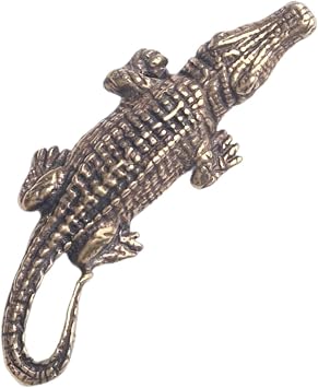 rockible Brass Animal Statue Brass Crocodile Figurine Desktop Gift Home Antique Bronze Crocodile Vintage Brass Collectible Cute Feng Shui Statue