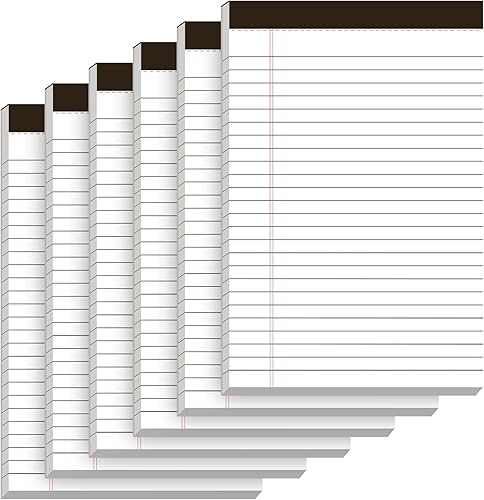 Bloc de notas de 5 x 8 pulgadas, paquete de 6 blocs de notas legales, bloc de notas de rayas estrechas con bloc de notas perforadas, 30 hojas de