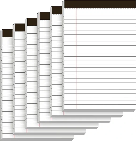 Nichela 5" x 8" Note Pads 6 Pack of Legal Pads Narrow Ruled Notepad with Perforated Notepads 30 Sheets Small Writing Pads 21lb Legal Pad Quality Paper Ideal for Home, Office, or School Use