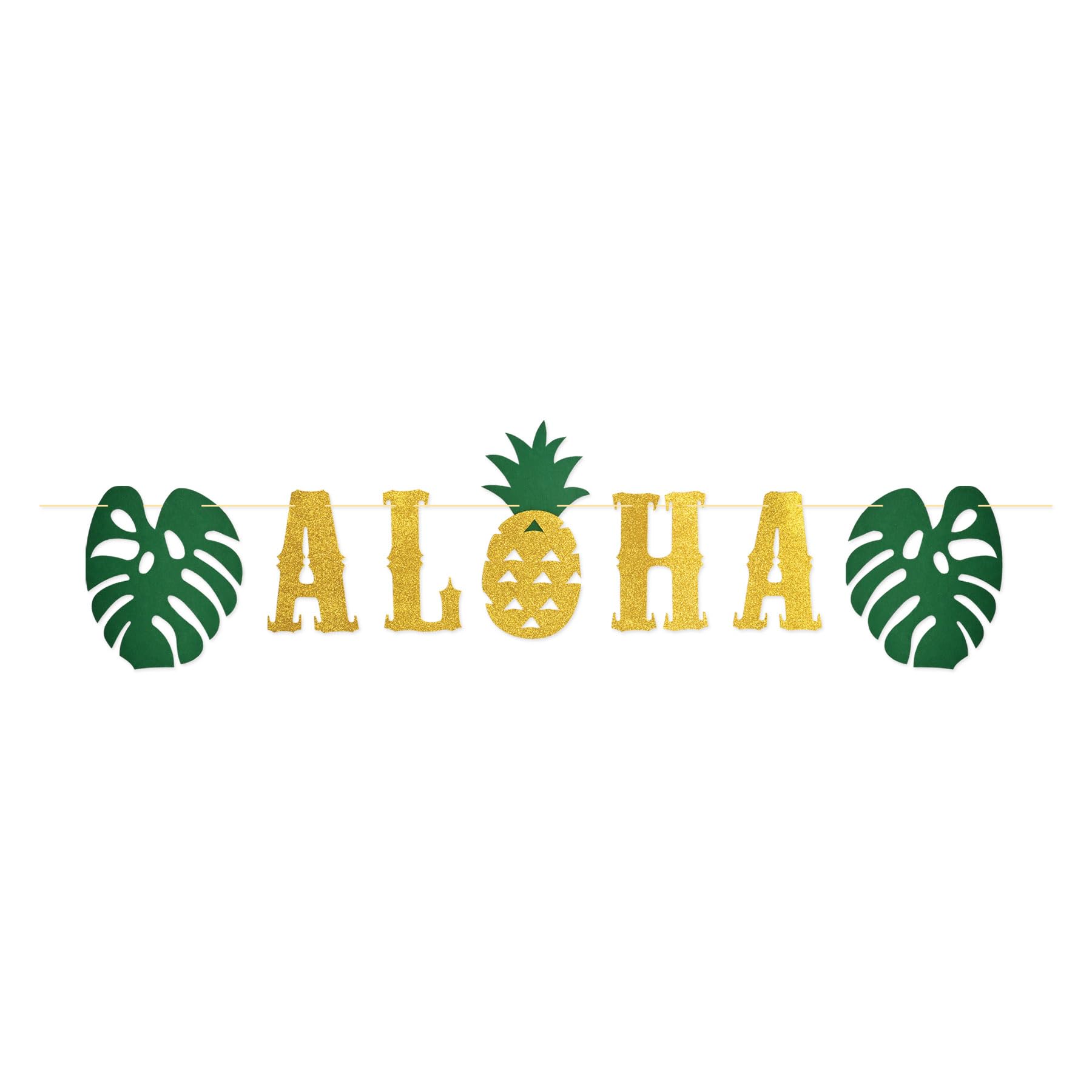 Beistle Błyszczący baner Aloha z motywem Luau Tropikalne dekoracje hawajskie, świętowanie z Tobą od 1900 roku, żółty/zielony