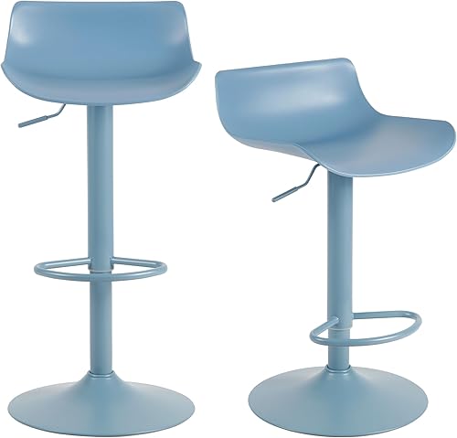 Vista 13 de YOUNIKE Juego de 2 taburetes de bar negros modernos para encimera de cocina con altura ajustable giratoria, respaldo bajo, taburetes de plástico