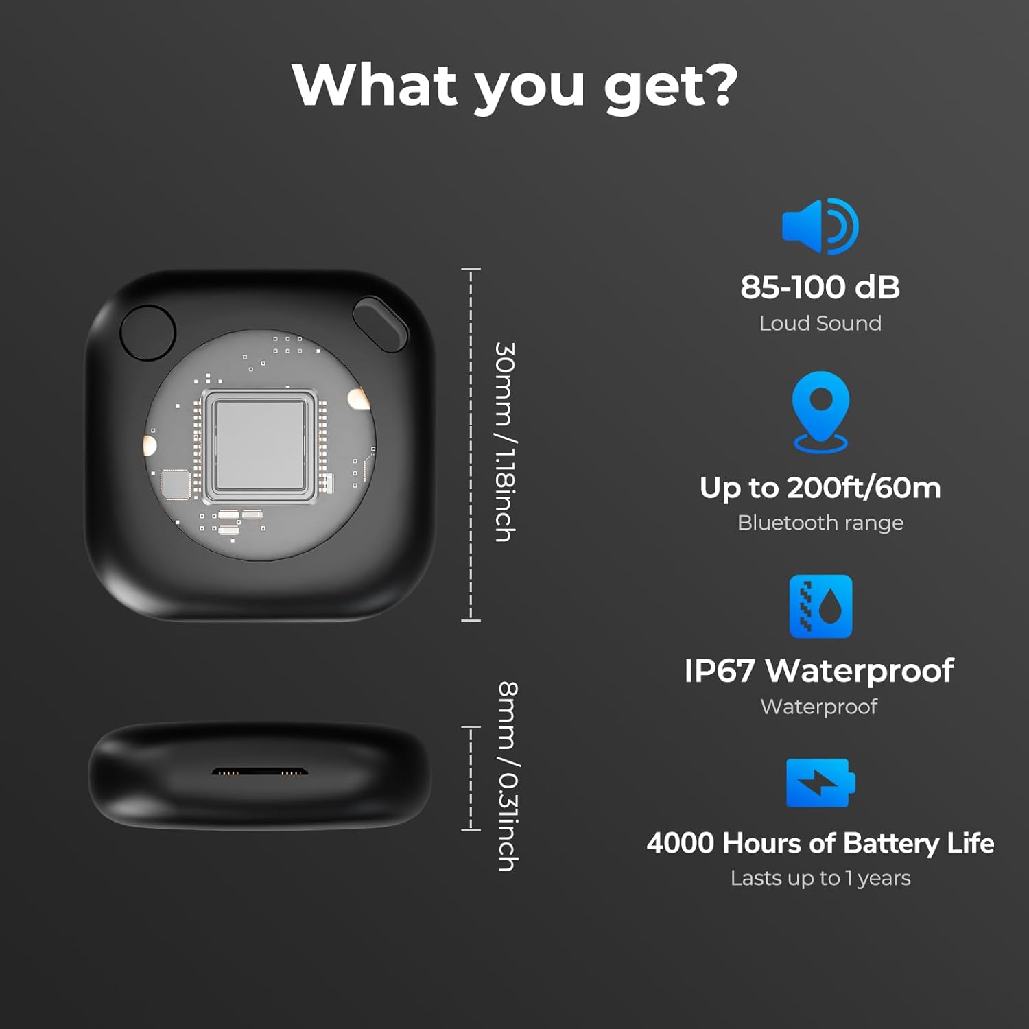 WarmSea air Tags 4 Pack Bluetooth Tracker for iOS Only – Compatible with Apple Find My App, Waterproof GPS Tracker and Key Finder with Sound and Long Battery Life for Wallet, Luggage, Keys