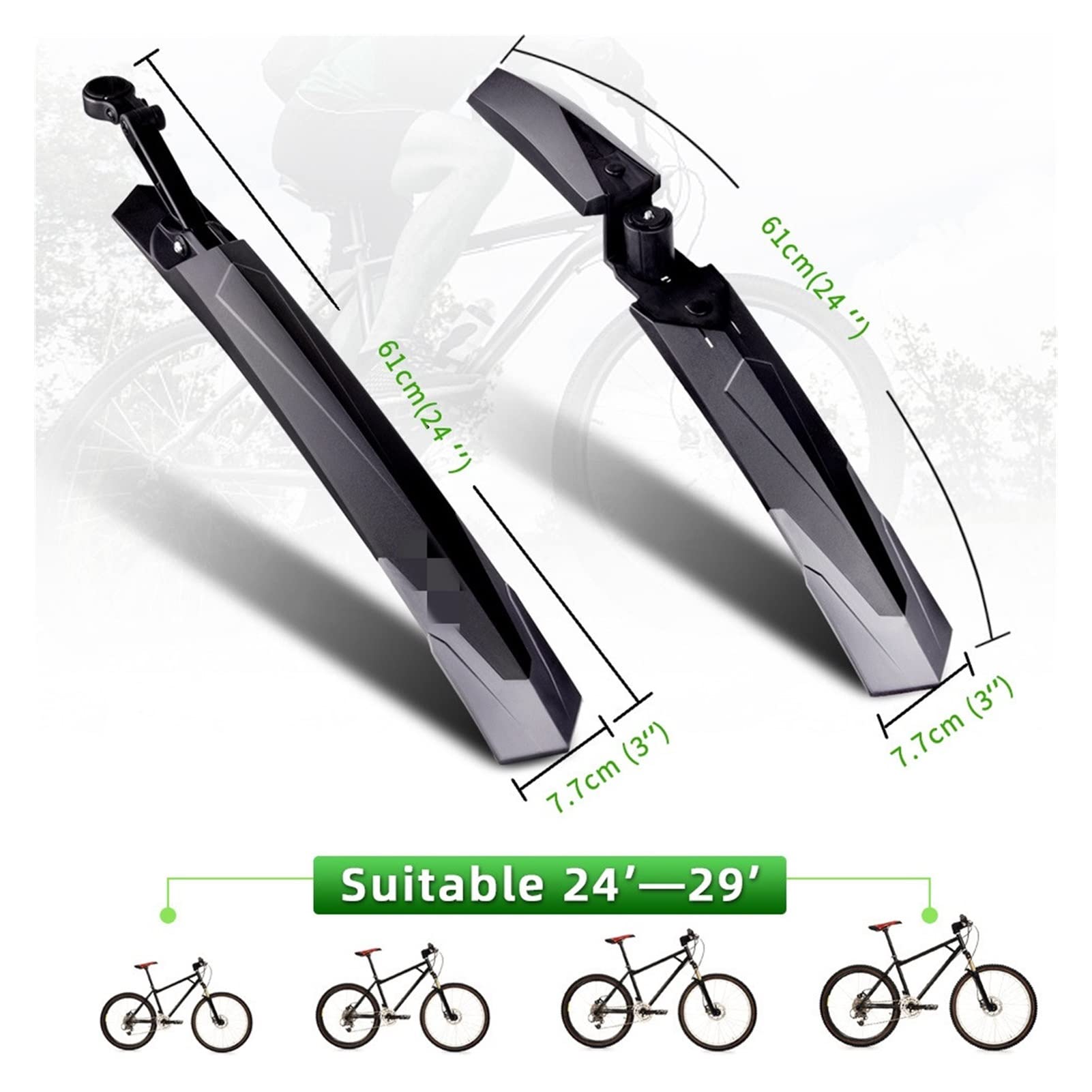 Zestaw błotników rowerowych z regulowanymi błotnik Przenośny regulowany błotnik do roweru górskiego poszerzenie wydłużenie regulowany tylny przedni ogon 24-29 '' błotnik roweru górskiego trwałe przeci