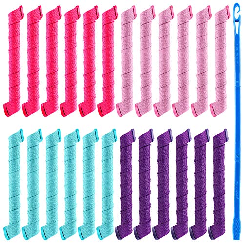 42 Pieces Hair Curlers Spiral Curls Styling Kit, Include 40 Pieces No Heat Hair Curler Hair Rollers and 2 Pieces Styling Hooks for Long Hair Hairstyle Supplies (55 cm/ 22 Inch)