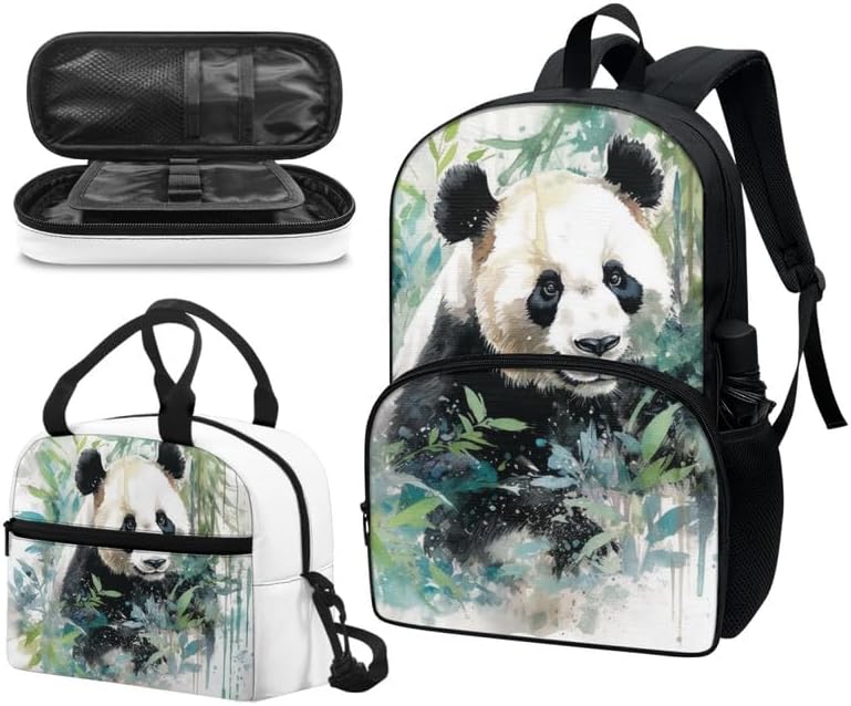 Turquoise Boston Terrier 3-Piece Backpack for Boys and Girls School Bookbags Cute Puppy Dog French Bulldog Insulated Lunch Bag Pencil Case Cushioned Straps Travel Outdoor Backpack