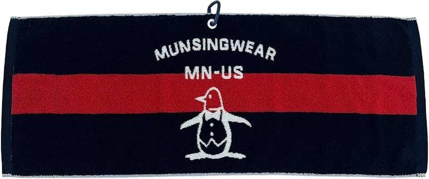 MUNSINGWEAR Muning Wear MG5STW01U Imabari Towel, Water Absorbent, Soft, Carabiner Included, Penguin, Golf, NV00 Navy, F