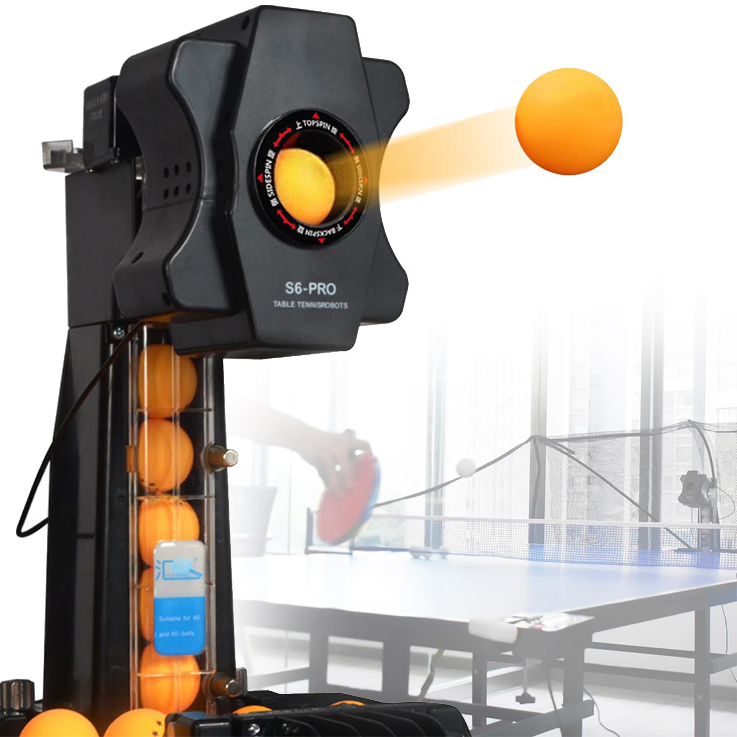 Robot De Tenis De Mesa Con Red Robot Automático De Ping Pong Para Entrenamiento En Casa,Giro,Frecuencia,Velocidad Pelota,Rotación,Caída Y Altura Personalizables Con 100 Pelotas