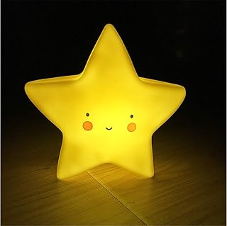 Battery Cartoon Head LED Night Light Baby Nursery Bedroom Desk Lamps for Kids Gift (Star)