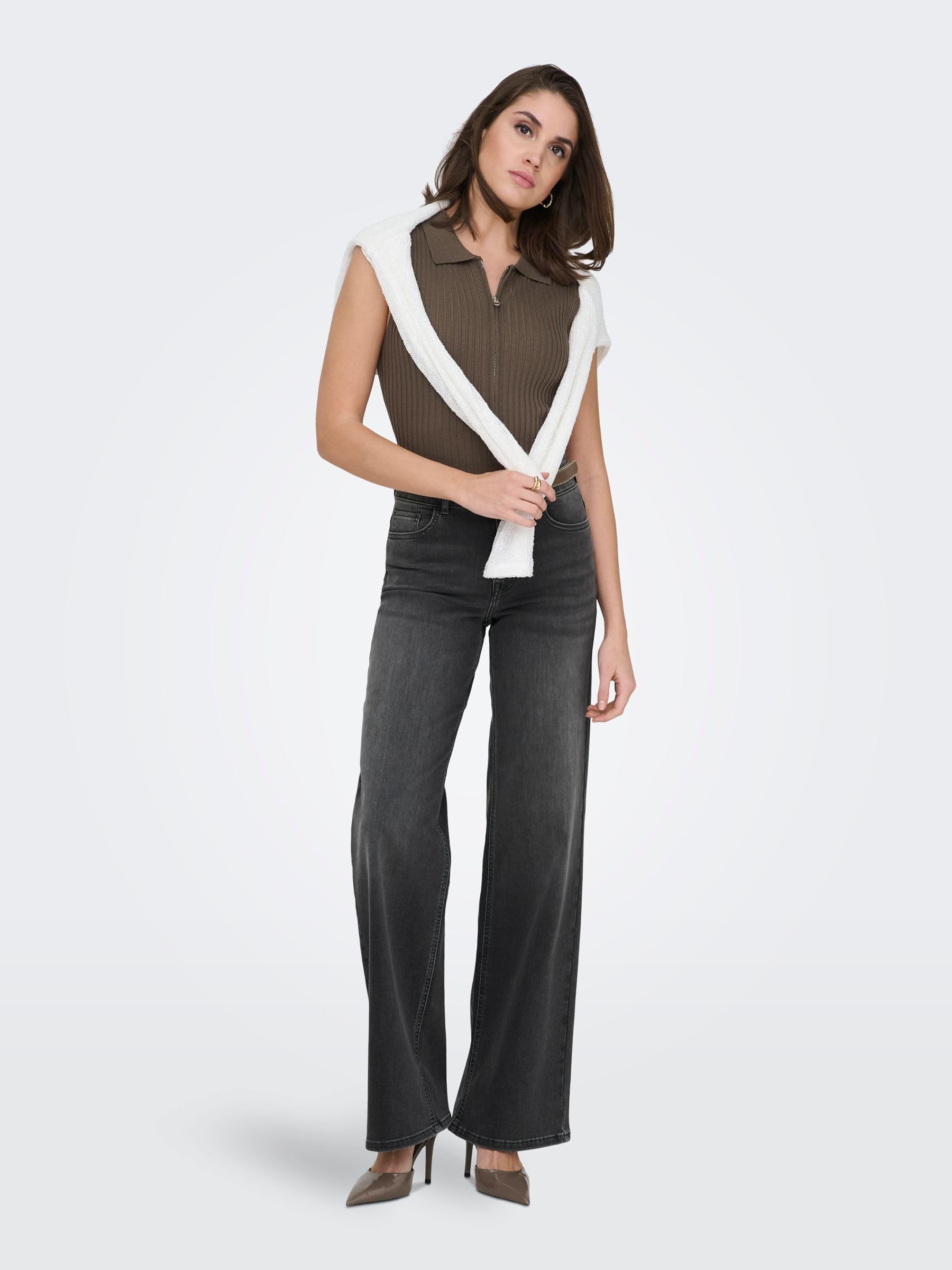 ONLY Female Jeans mit weitem Bein ONLMADISON Hohe Taille Weiter Beinschnitt Jeans