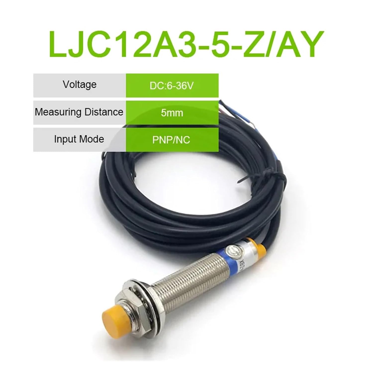 LJC12A3-AZ/BX AX by AY Proximity Sensor Cylindrical capacitive Proximity Switch 5mm Detection Distance NPN/PNP NO/NC DC6-36V(LJC12A3-5-Z AY)