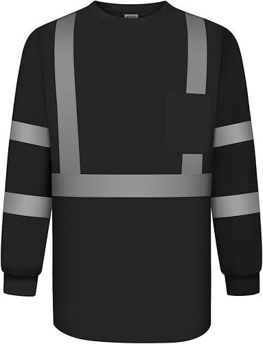TCCFCCT Camisas de seguridad para hombre reflectantes Clase 3 de manga larga de alta visibilidad, camisas de alta visibilidad para hombre y mujer,