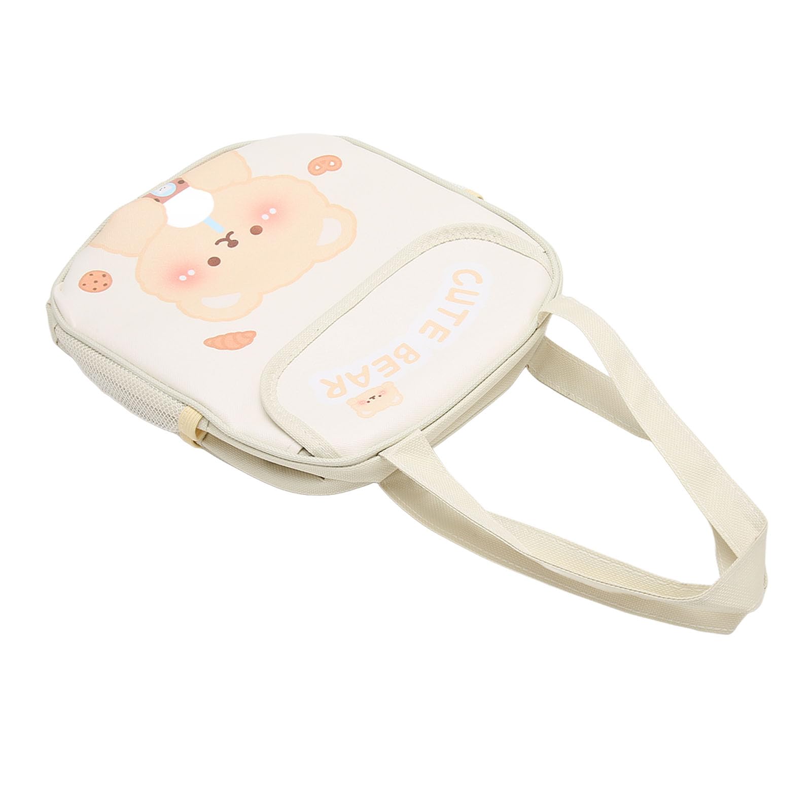 Borsa Termica per il Pranzo, Kawaii Lunch Box Grande capacità Mantieni Caldo Tessuto Oxford con Motivo a Cartoni Animati PU Addensato per Picnic (Orso di tè al latte beige