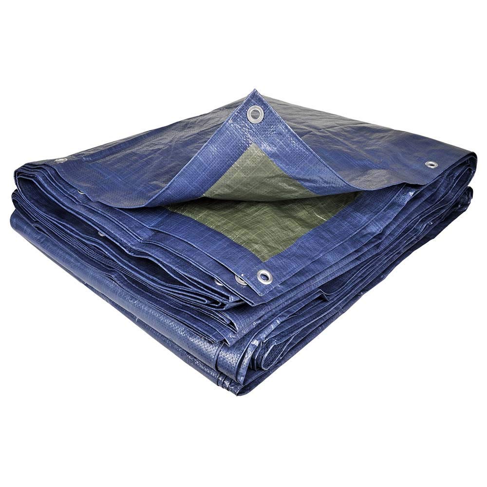 TERRE JARDIN - Bâche de Protection Extérieur, 6 x 10 m - Bâche Multi-​Usage Résistante, Polyéthylène 120 g/​m², Anti UV - Bâche pour Bois de Chauffage - Œillets en Aluminium - 6 x 10 - Bleu
