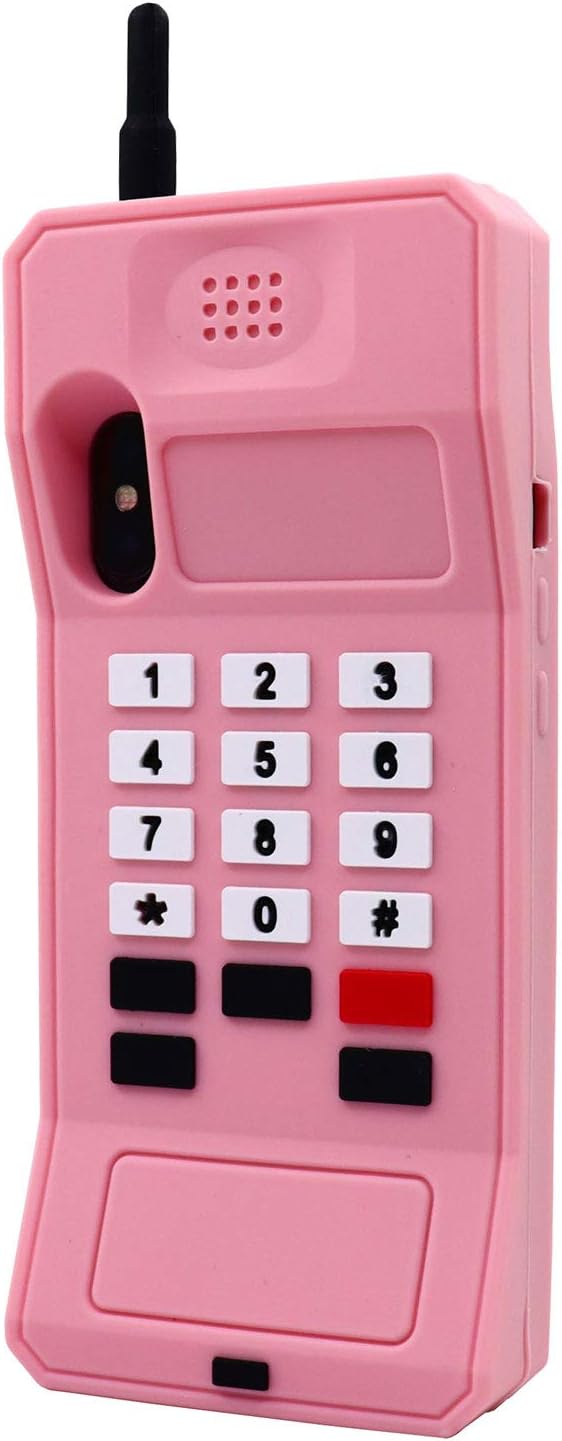 Cute Retro Classic Cellular Phone Shaped Case for iPhone X iPhone Xs((5.8 Inch), Soft Silicone 3D Cartoon Cover,Kids Girls Rubber Protector for iPhone X Xs (Pink)