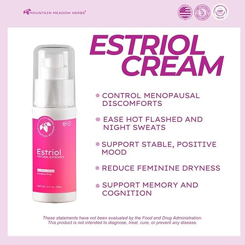 Miniatura 2 de Mountain Meadow Herbs Crema de estriol bioidéntica  Soporte de estrógeno formulado por un médico  1000 mcg de Estriol USP natural por bomba  Balance