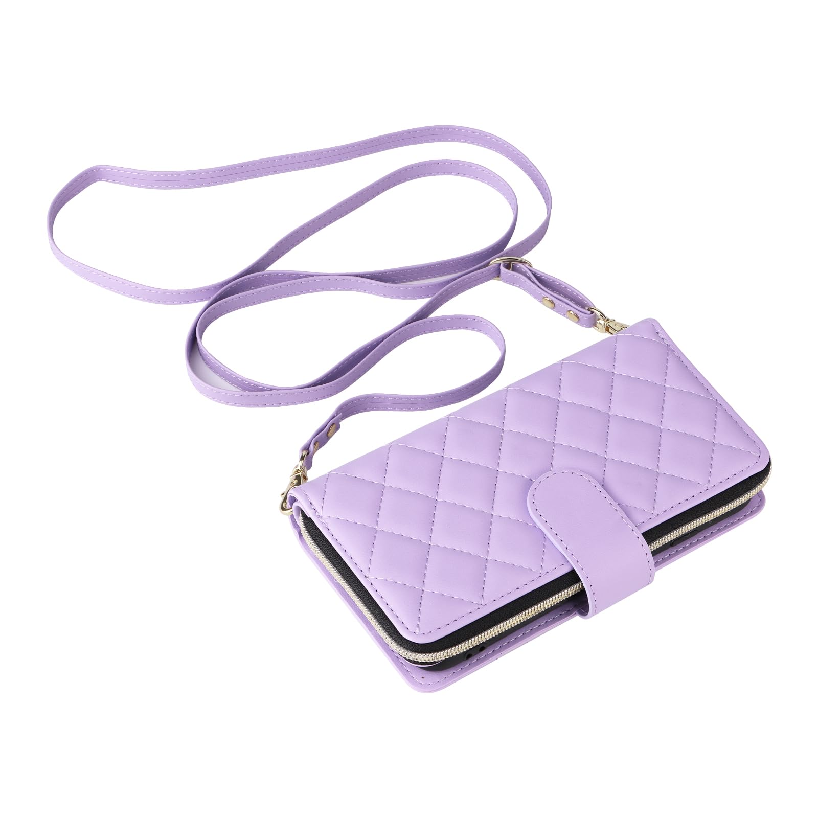 Asuwish Étui portefeuille pour iPhone 6 6S avec protection d'écran en verre trempé, sangle porte-cartes en cuir à rabat avec fermeture éclair pour iPhone 6 Six i6 S iPhone 6s iPhone 6s Phone6 6a S6