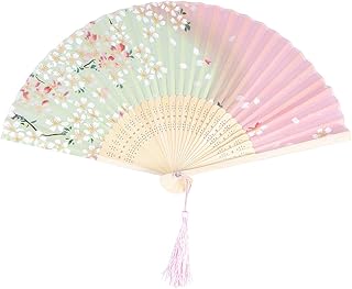 Amosfun - Ventaglio Giapponese Pieghevole in Seta, per Matrimoni, Balli e spettacoli