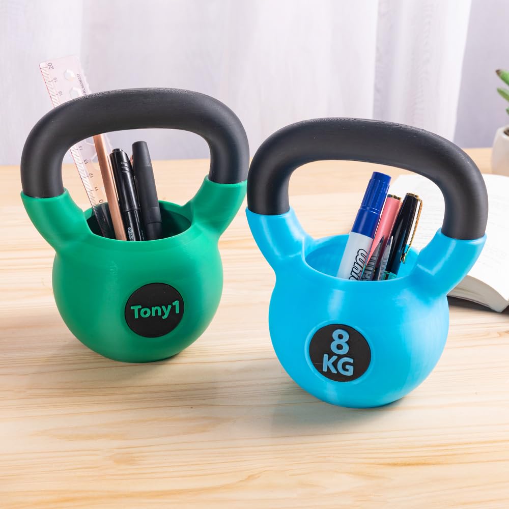 Mini portapenne Kettlebell – Divertente organizer da scrivania per gli appassionati di fitness con testo personalizzato, accessori da scrivania da ufficio con design squat