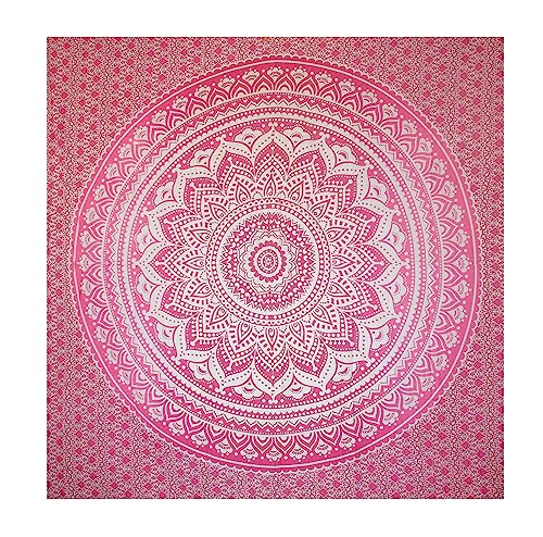 BRICOMIRAS Toalla Playa Grande antiarena, Manta Picnic, Manta Pareo Playa, Mandala Pared 100% Algodon, Mantel/Alfombra/Pareo (Rosa y Rojo, 210x230cm)