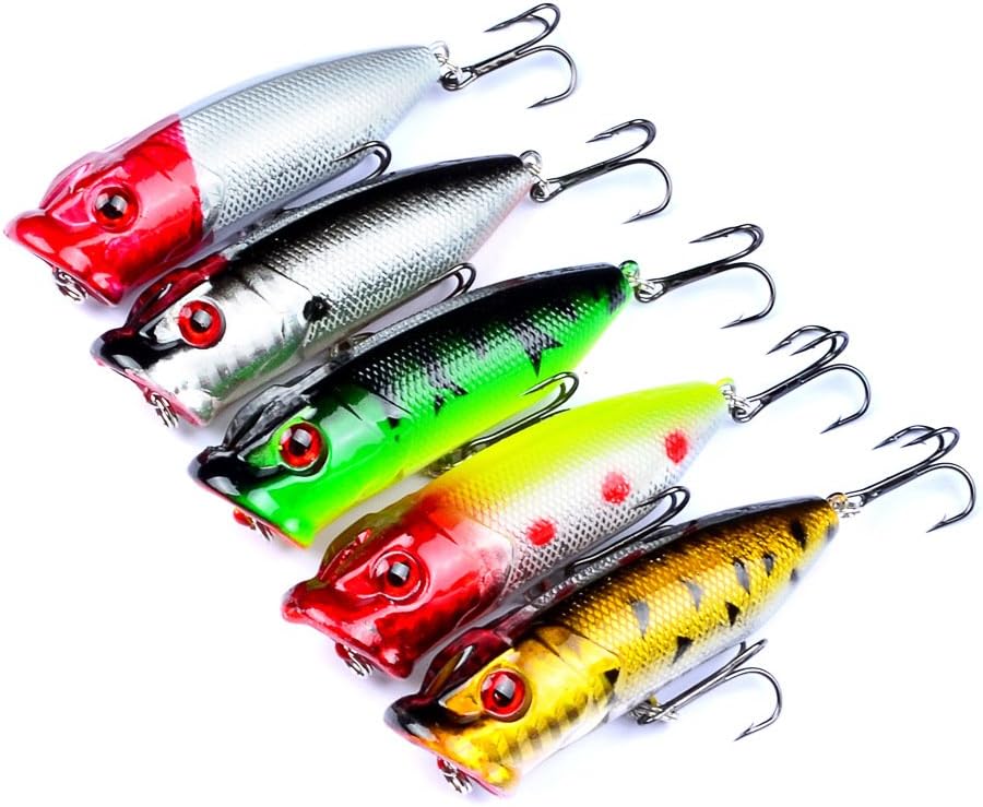 homeyuser 5pcs Fishing Lures Topwater Floating Sea Fishing Lures Popper