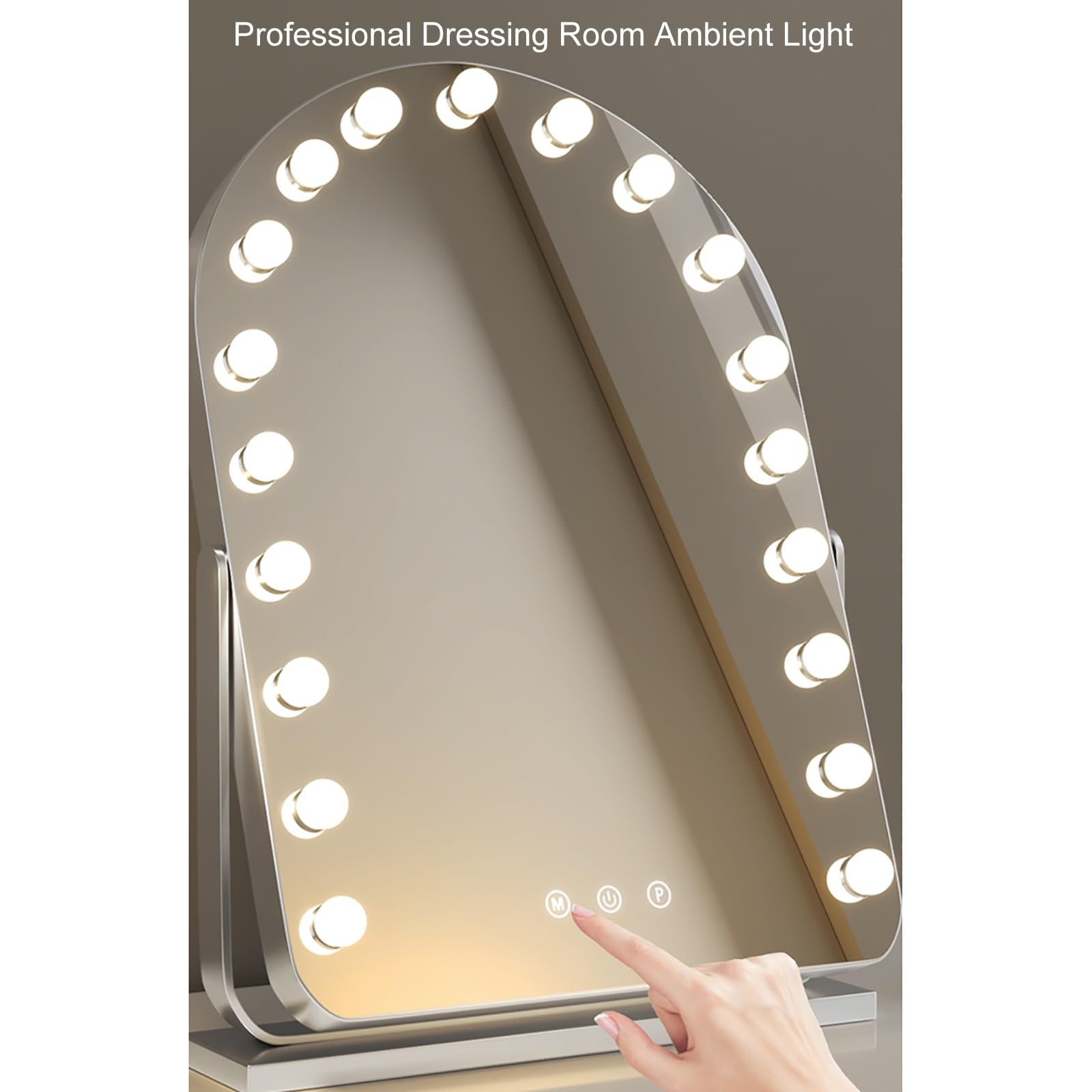 Miroir de maquillage lumineux avec variateur d'intensité 3 couleurs Noir clair Miroir mural/table Accent doré 40 x 55 cm / 15.7x21.6in – Parfait pour l'application de coiffeuse et de maquillage