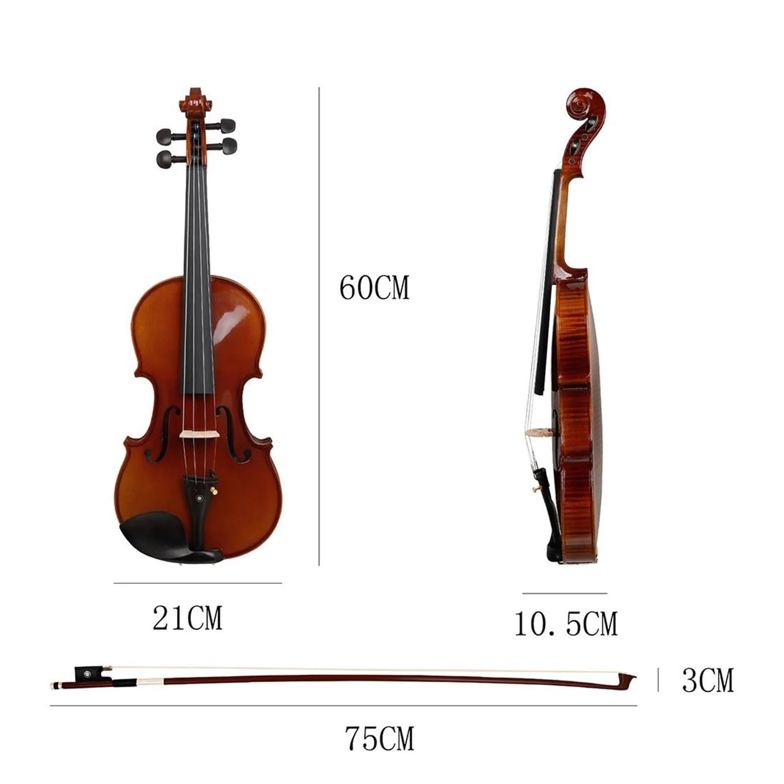 Violine Set 4/4 Violine, Fichtenholzplatte, professionelles Saiteninstrument mit komplettem Satz Violinteile, Aufklärungsvioline (Color : 4/4)