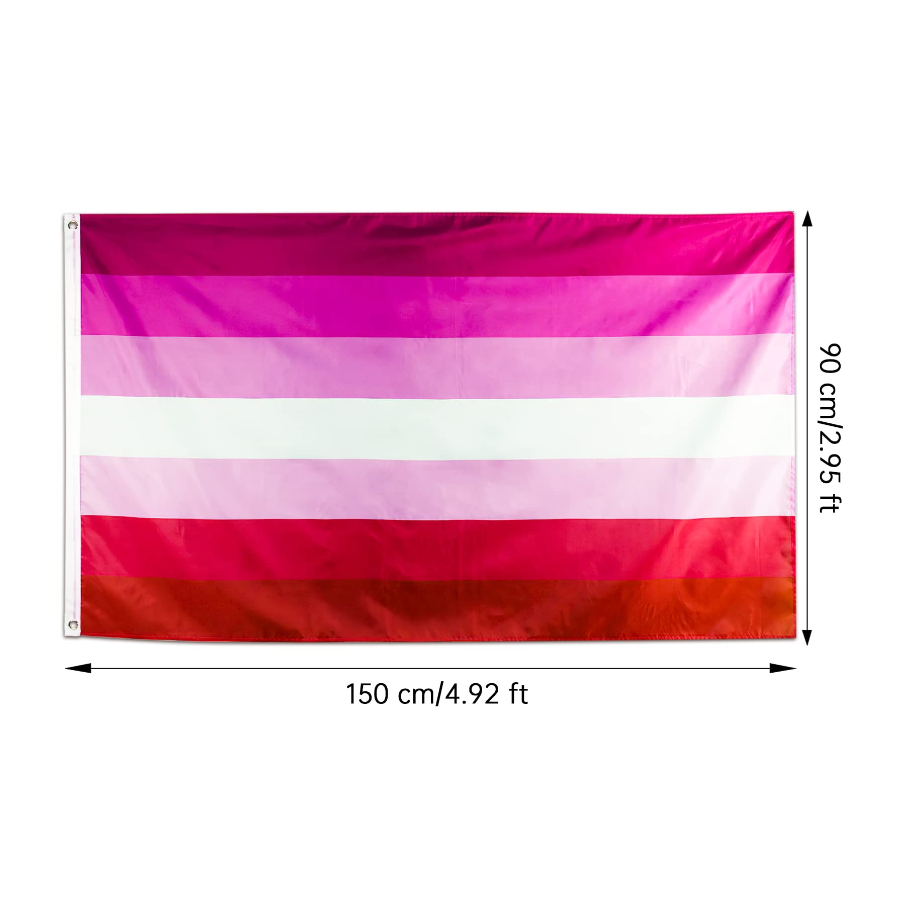 Kit Pride LGBT+ Con Bandiera Arcobaleno Progress (150x90cm), 50 Sticker Lesbian E 4 Braccialetti - Per Eventi, Decorazione E Orgoglio