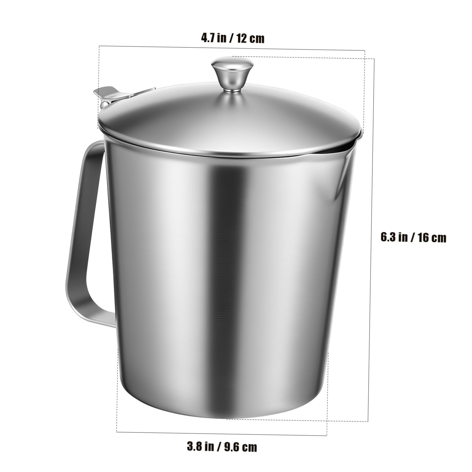 TOYANDONA Messbecher aus Edelstahl 1000 Ml mit Deckel für Präzises Messen und Latte Art Milchkännchen mit Glattem Eleganten Design für Kaffeezubehör und Partys