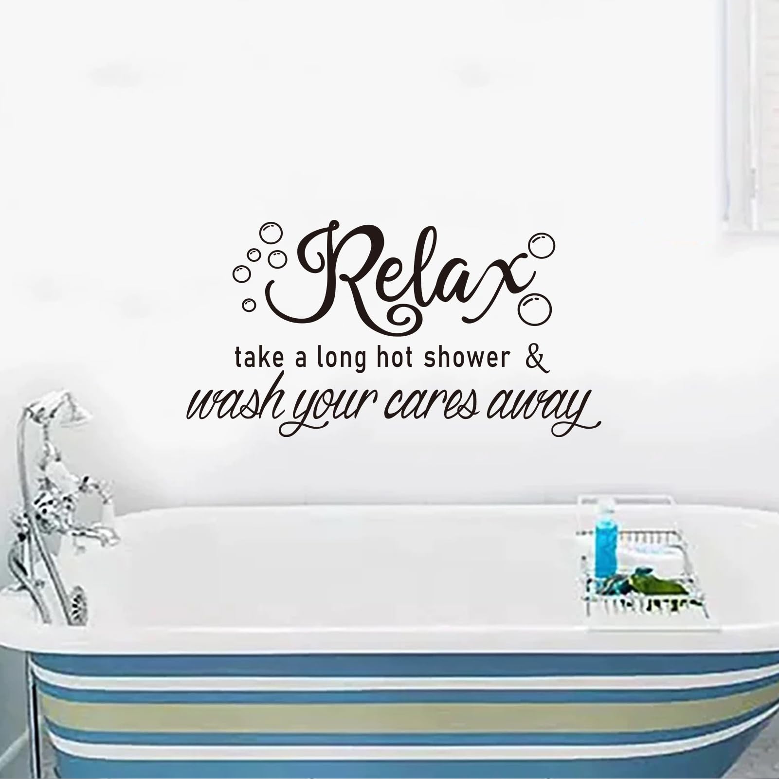 Inspirational Bathroom Quotes Wall Decals: Home Shower Vinyl Art Family Wall Stickers - Relax Shower 28.6" X 15"