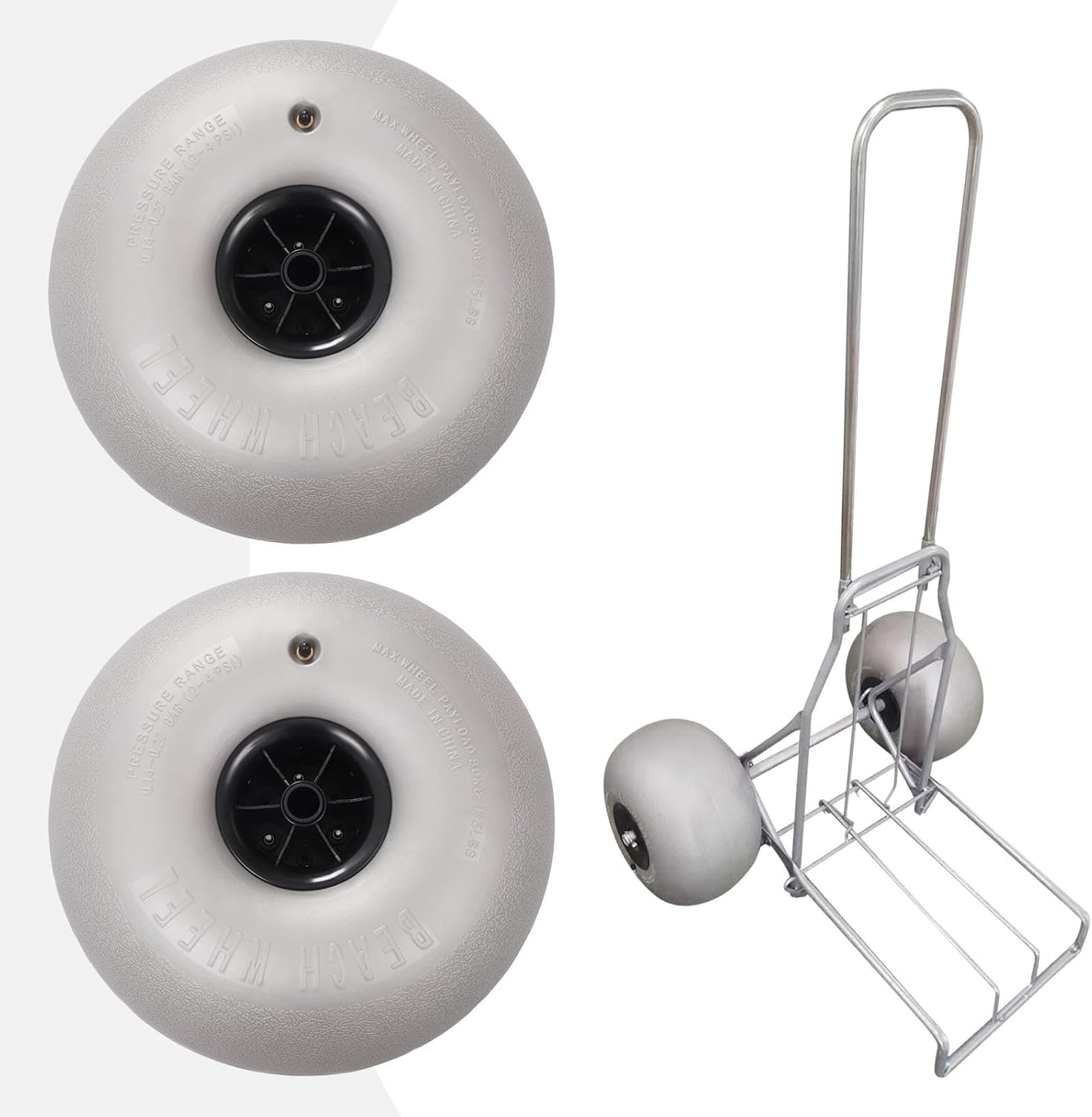 16" Balloon Wheels,Beach Cart Tires,Replacement Beach Sand Tires for Kayak Dolly Canoe Carts Buggy,2-Pack