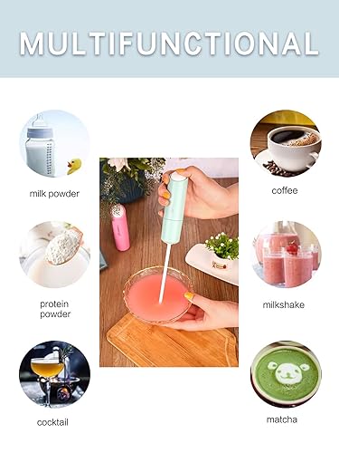 Miniatura 5 de Agitador de fórmula eléctrico de mano,Espumadores de leche eléctricos,Mezclador de bebida de mano (rosa)
