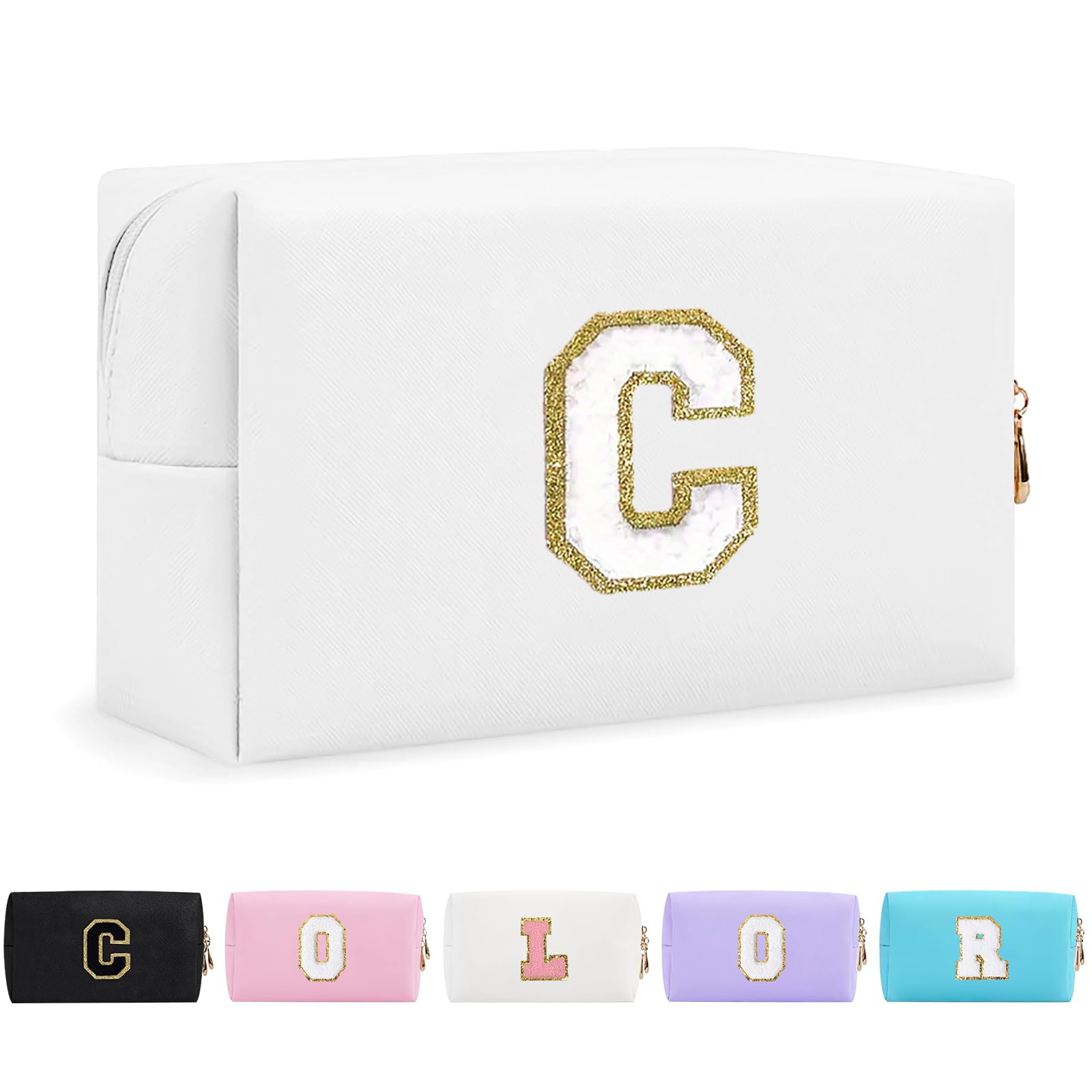 Bolsa de Maquillaje, Bolsa de Cosméticos Impermeable de Viaje, PU Cuero, Neceser de Baño, Bolsa De Aseo Y Almacenamiento para Mujer,Cosas Preppy para niñas Adolescentes (Letra A-Z) — view 285