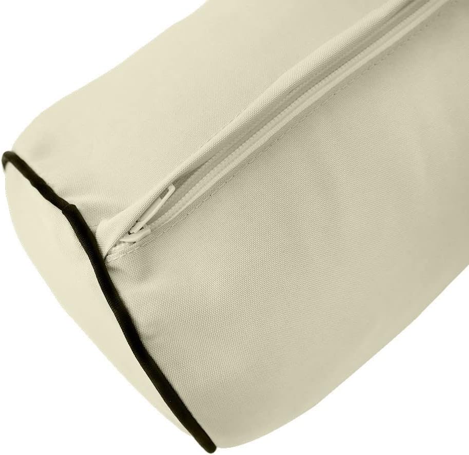 Prolinemax Style5 Twin Size 3PC Contrast Pipe Trim Outdoor Daybed Mattress Cushion Bolster Pillow Slip Cover Complete Set AD005