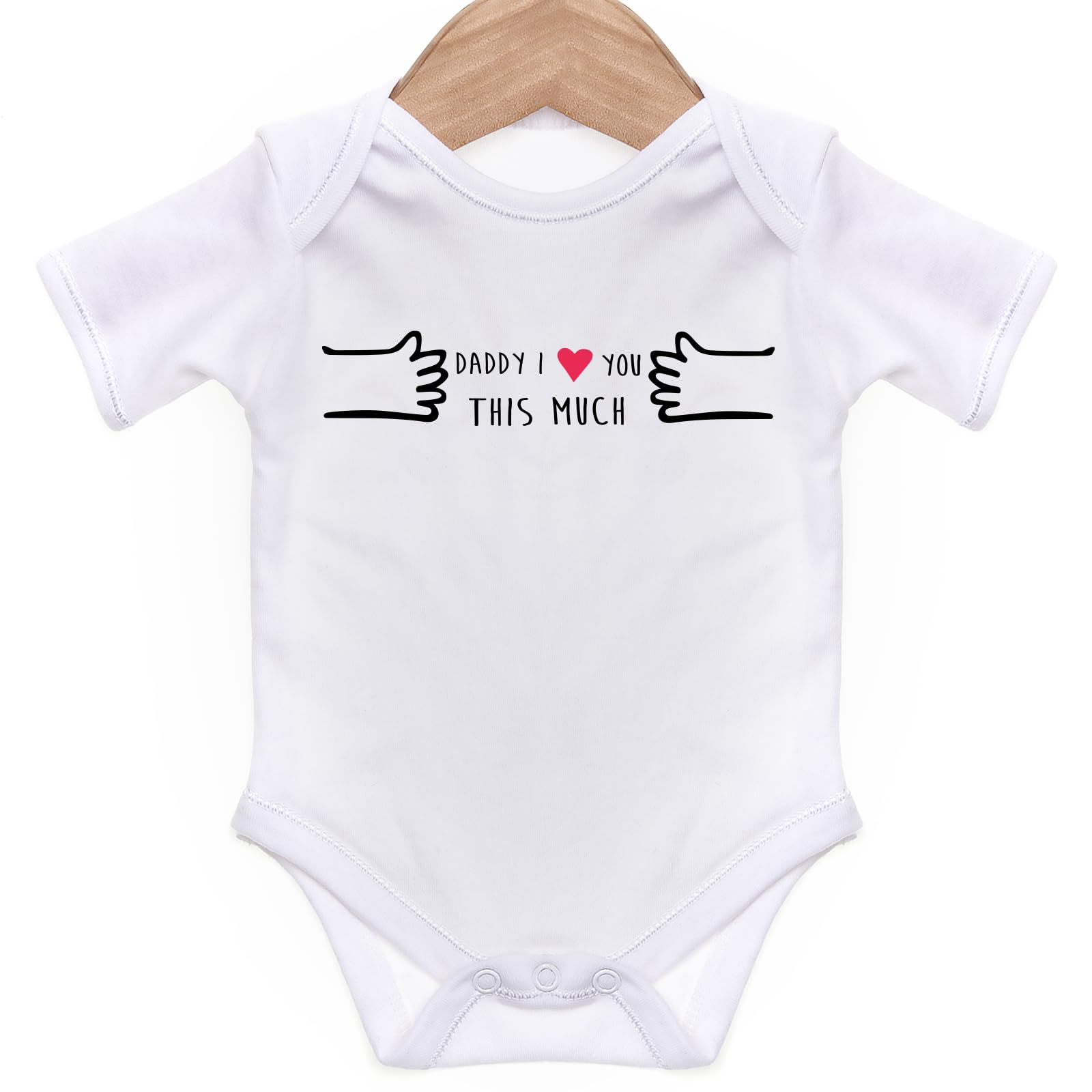 Daddy I Love You This Much Baby Grow for Baby Girl or Boy, Cute and Comfortable Baby Vests (6-9 Months, White)