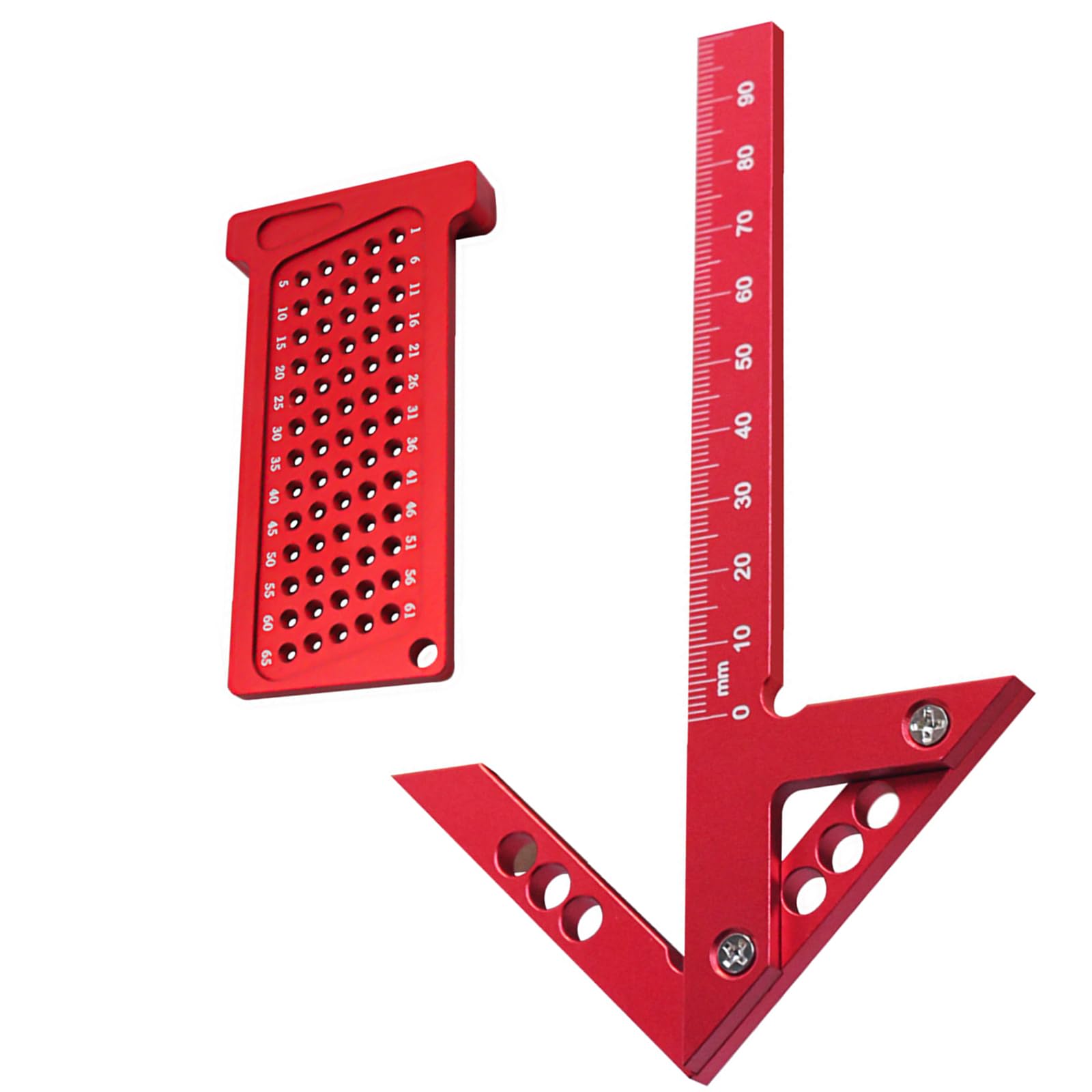 Juego de herramientas para carpintería, regla de aleación de aluminio y medidor de agujeros en forma de T, compacto y práctico para mediciones precisas, instrumentos de medición portátiles