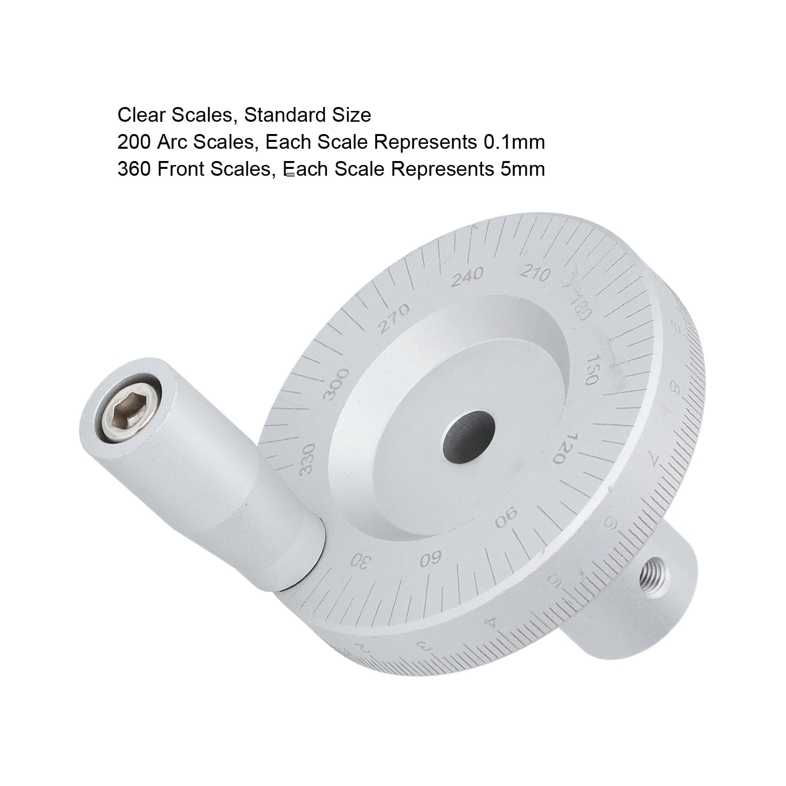 YedaHcy Lathe Handwheel, 8mm Inner Diameter, Aluminum Alloy Material, Compact Design with Clear Scales, Sandblasting Finish, Replacement for Sliding Table Guide Rail