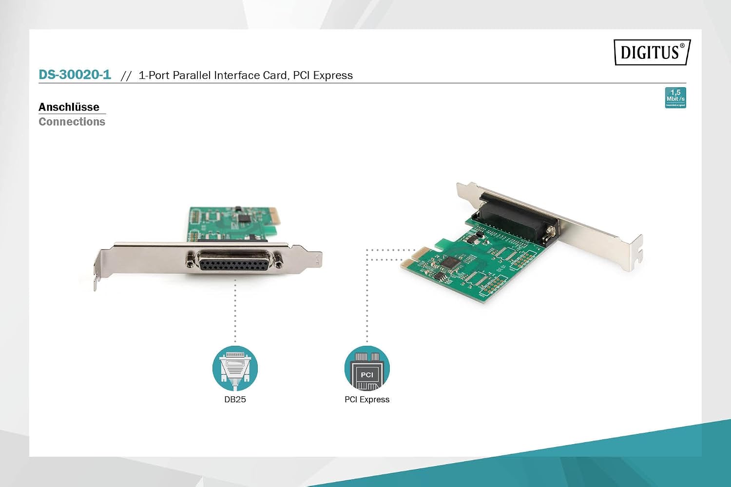 Digitus Carte PCI-Express Controleur Parallèle (DB25), DS-30020-1