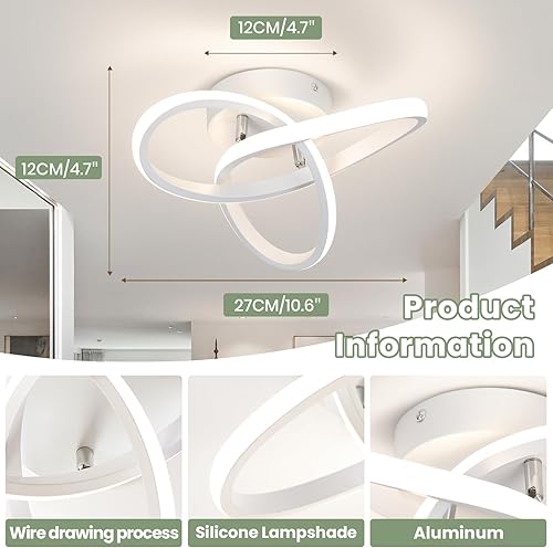 Miniatura 6 de Moderna lámpara LED de techo, luz diurna blanca de 4500 K, lámpara de techo semiempotrada para dormitorio, baño, cocina, balcón, lavandería,