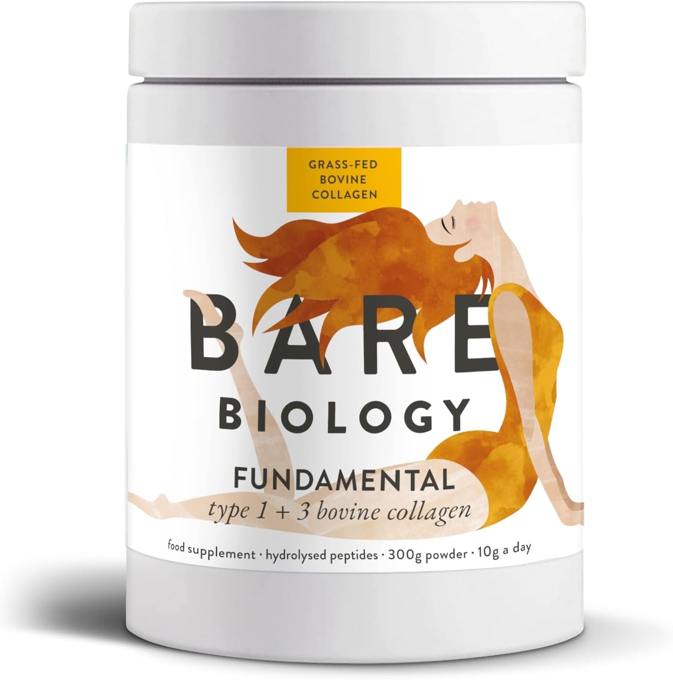 Bare Biology Fundamental Bovine Collagen Powder – 10,000mg of Pure, Grass-fed Collagen per 10g Serving – Type I & III Hydrolysed Collagen Peptides – Supports Skin, Hair, Nails, Joints & Bones