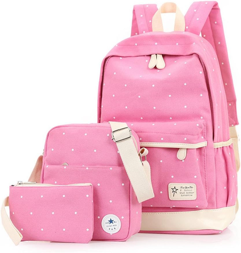 Kalakk Fashion Dots Women Backpack Canvas Backpacks for Teenage Girls School Bags Amazon.ca